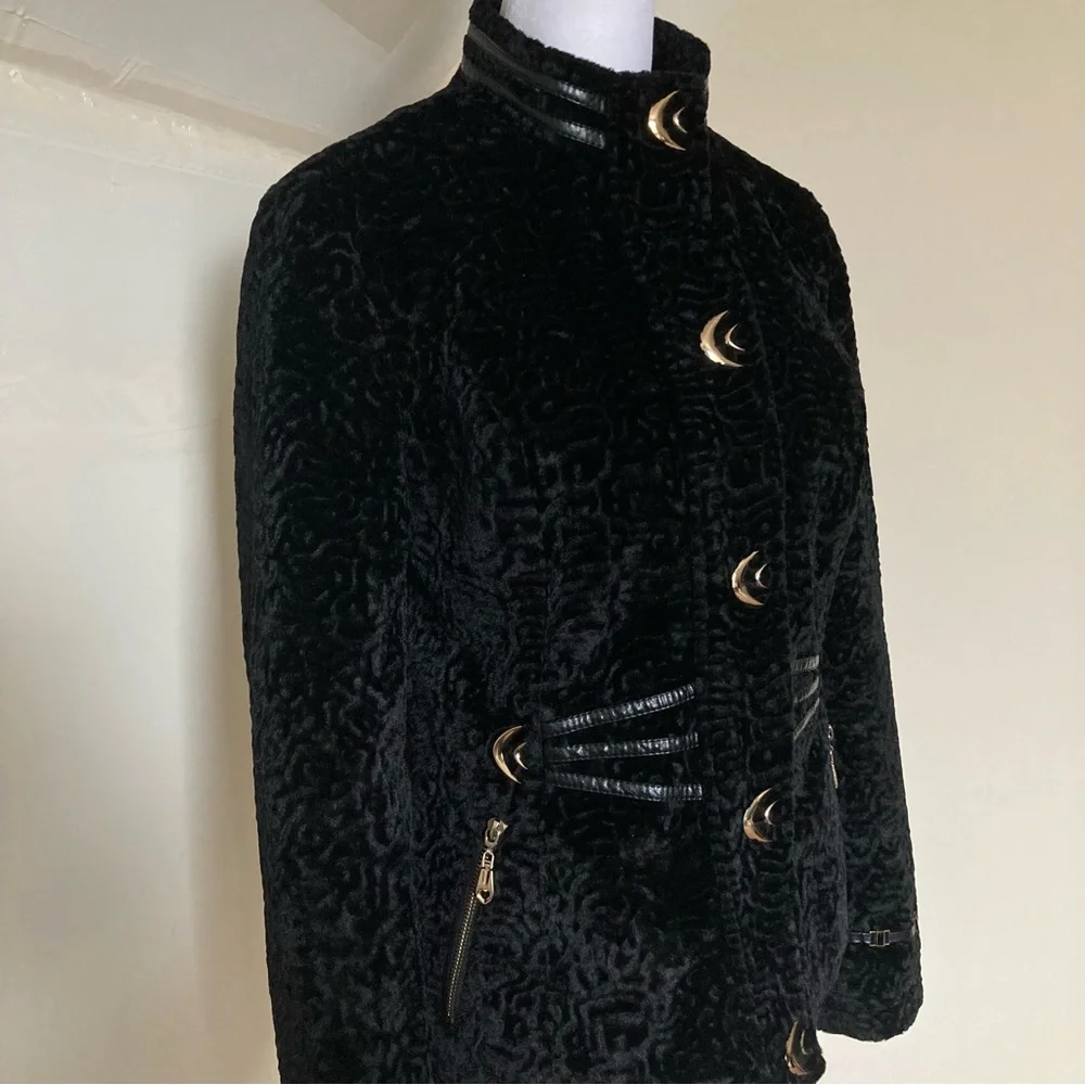 KENZO Paris Black Velour Velvet Gold & Strappy Jacket size XL - Picture 7 of 12